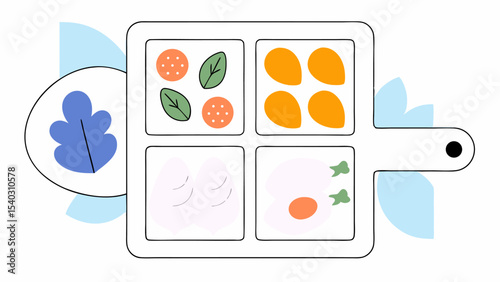 Healthy Meal Prep Bento Box Illustration