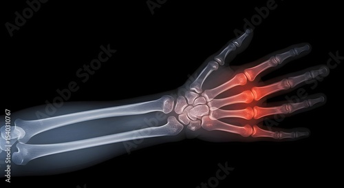 Hand xray, Wrist pain, Hand pain, Hand X-Ray with Wrist Pain Highlighted