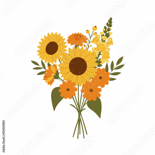 Vibrant Autumnal Bouquet of Sunflowers and Mixed Flowers