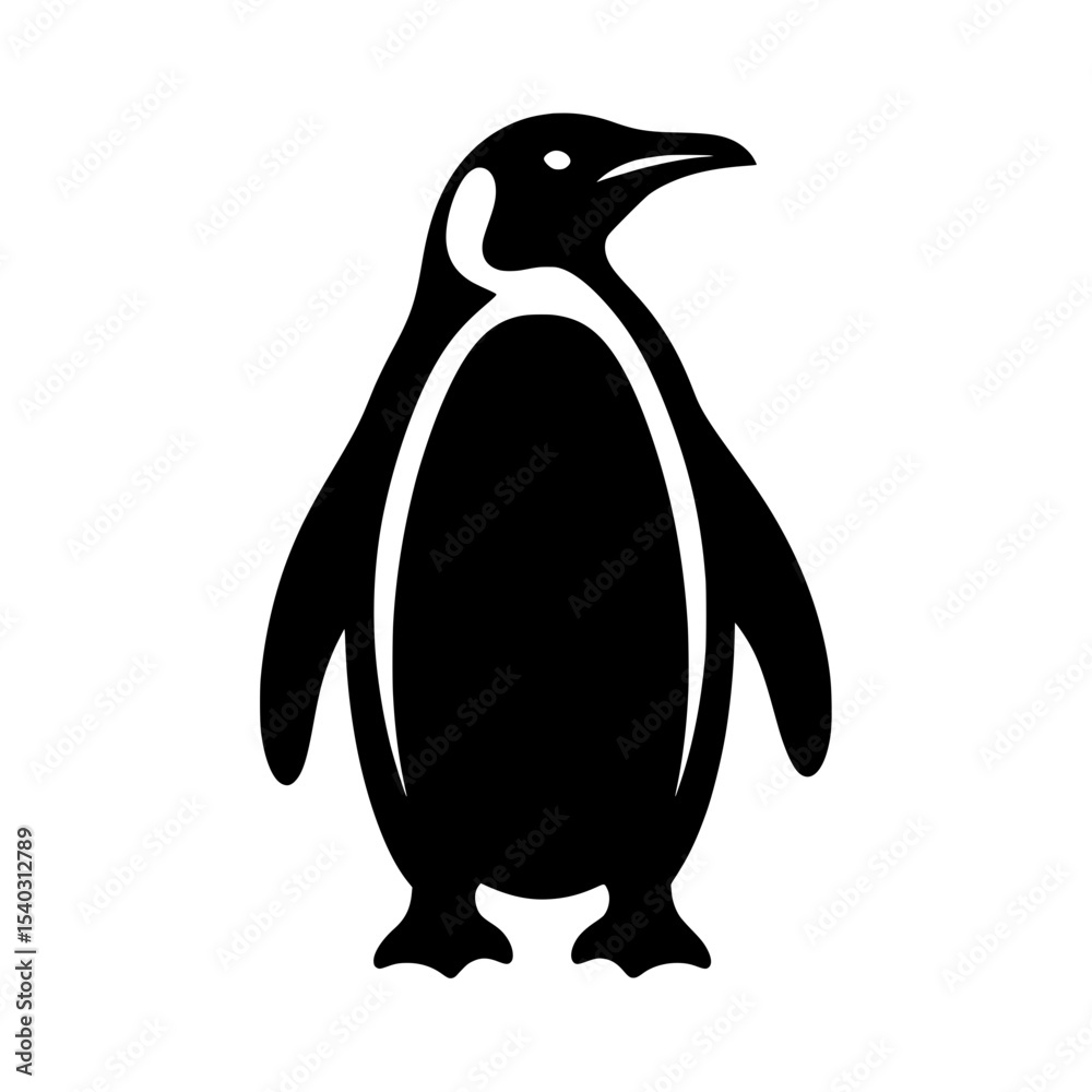 Obraz premium Black Bold Penguin Illustration - Antarctic Animal Symbol or Modern Logo