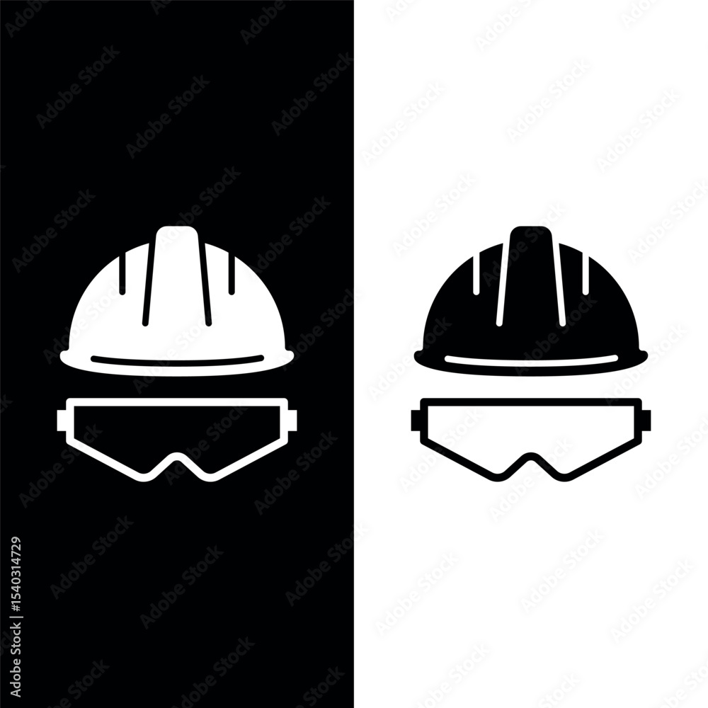 Fototapeta premium Construction safety helmet sign symbol vector flat icon