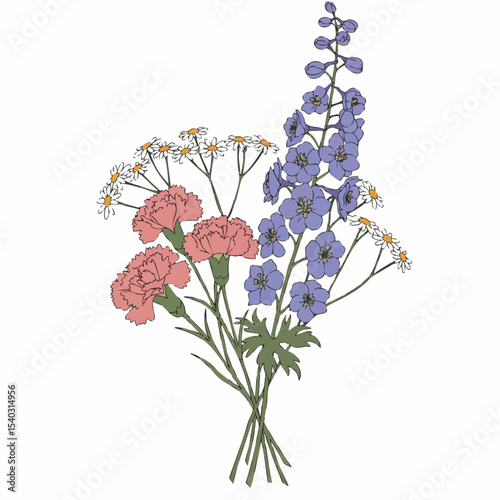 Delicate Bouquet of Assorted Wildflowers in Pastel Tones