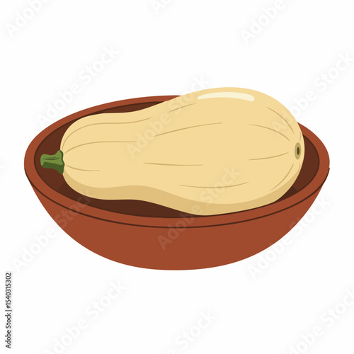 Butternut Squash in Rustic Brown Bowl