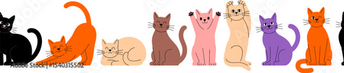 Cute cartoon cats illustration vector seamless pattern background for cat lovers and pet owners design editable stock vector illustration