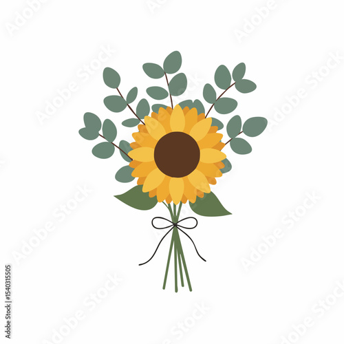 A Vibrant Bouquet of Sunflower and Eucalyptus