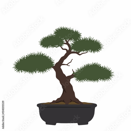 Stylized Bonsai Tree in a Dark Pot