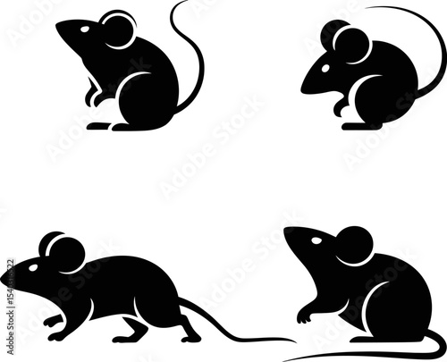Mouse silhouette vector graphics rodent illustration pest control clip art animal design set vector art editable stock vector illustration