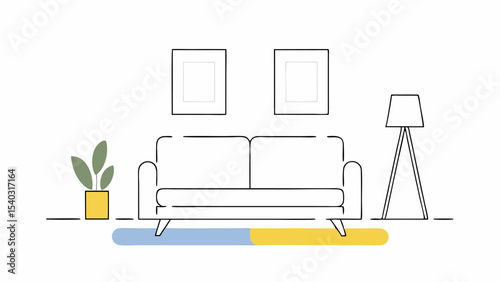 Minimalist Living Room Interior Design Illustration