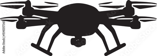 Unmanned Aerial Vehicle (UAV) Silhouette Drone Technology Icon Design