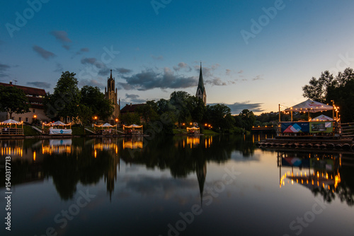 Evening mood at the river Neckar in f Rottenburg am Neckar, Germany