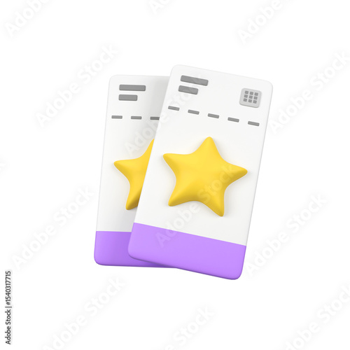 Cinema movie ticket isolated 3d render icon illustration