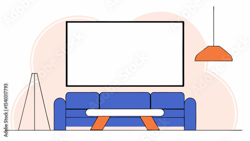 Modern Living Room Interior Design with Blank Canvas