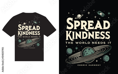 Spread kindness cosmic harmony t shirt design.