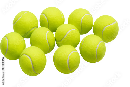 Set of Tennis Balls Closeup for Fitness and Sports isolated on transparent background