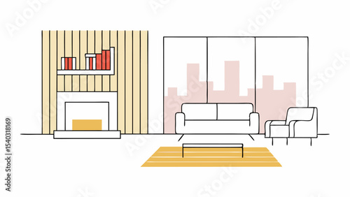 Modern Living Room Interior Design Sketch
