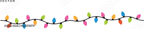 Christmas Lights vector design, Colorful Christmas Lights String Decoration, Christmas Lights Illustration