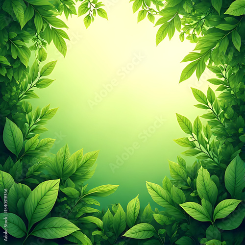 Realistic eco-friendly illustration of a fresh green environment nurturing the earth, airy composition and vibrant tones