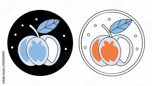 Cute Cartoon Plum Illustration, Two Color Variations
