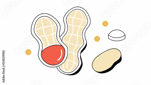 Cartoon Peanuts in Shell and Out of Shell