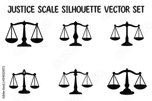 Justice Scale silhouette vector set, Law scale icon