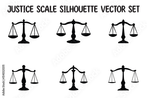 Justice Scale silhouette vector set, Law scale icon