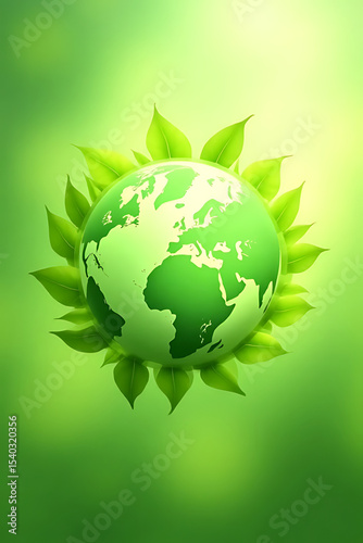 High-resolution nature concept of green leaf hands protecting the earth, clear blue tones, soft shadows