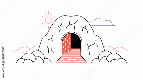Mysterious Cave Entrance with Steps