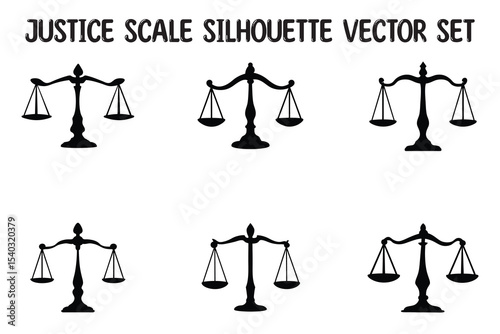 Justice Scale silhouette vector set, Law scale icon