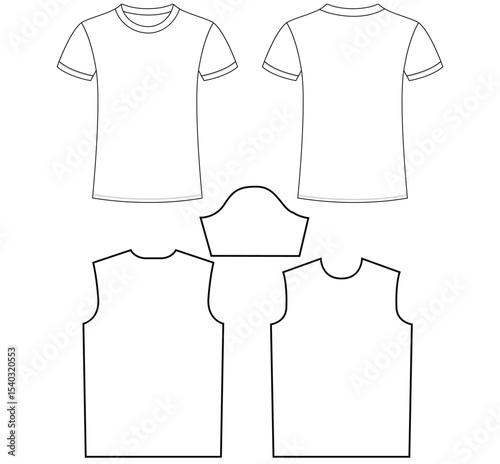 Basic half sleeve T shirt   vector illustration template design	
