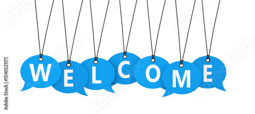 Welcome Sign Paper Speech Bubbles Tags Welcoming Concept