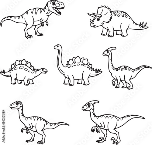 Adorable Dinosaur Illustrations Six Cute Prehistoric Creatures for Kids