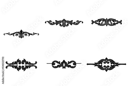 Set of ornamental page separators without background 