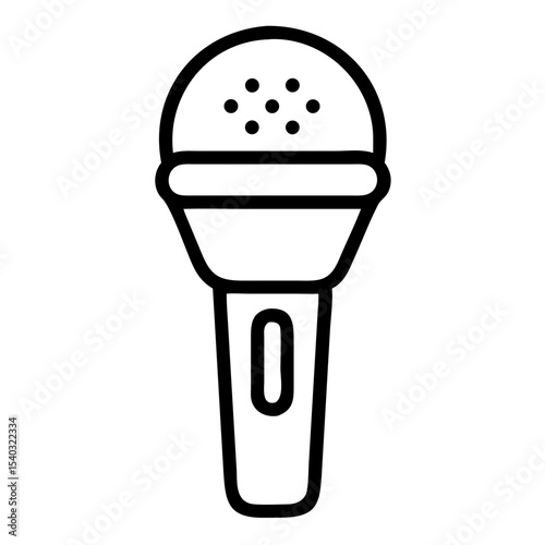 Microphone Icon Vector Line Art on Transparent Background
