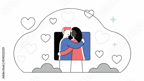 Interracial Couple Embracing in Love