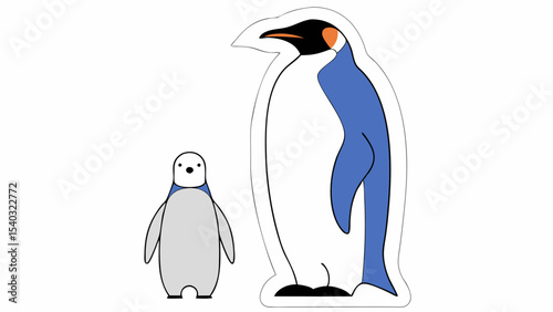 Adult and Baby Penguin Illustration