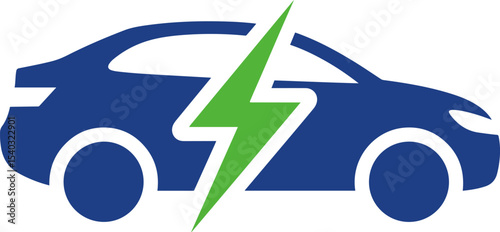 Electric Car with Lightning Bolt