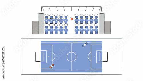 Aerial View of Soccer Field and Spectators