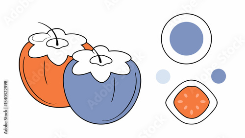 Cartoon Coconuts and Coconut Pieces