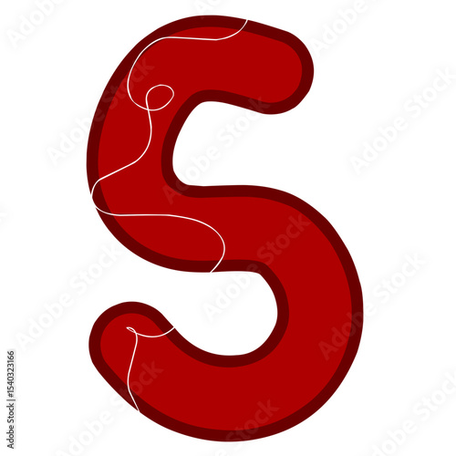 Line Art Red Alphabet