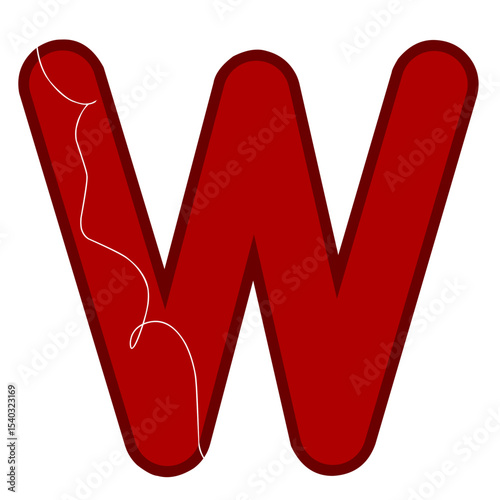 Line Art Red Alphabet