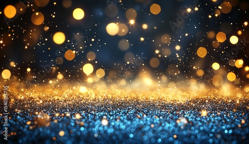 Shimmering bokeh lights create a magical, festive atmosphere.
