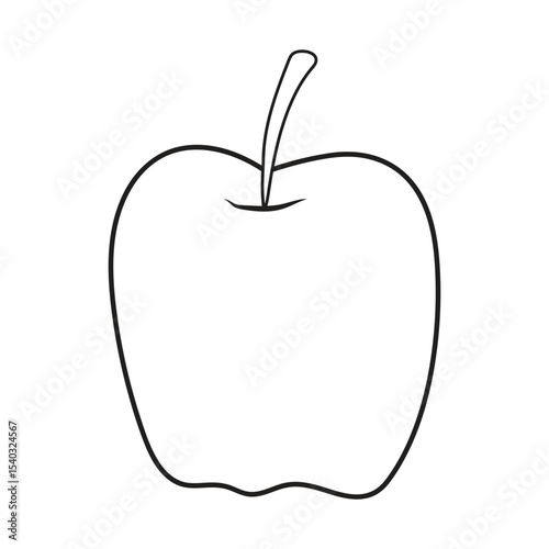 Simple Apple Outline Vector | Black and White Apple Clipart for Coloring, Design & Education