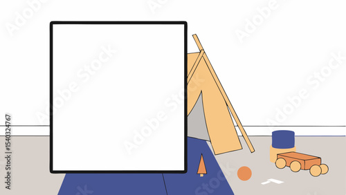 Blank Poster Mockup in Playroom with Children's Toys