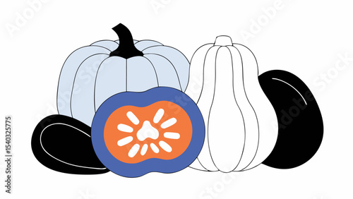 Autumn Harvest Pumpkins and Gourds