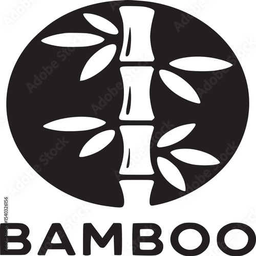 A logo of a bamboo stalk inside a circle with the word bamboo written underneath the image design