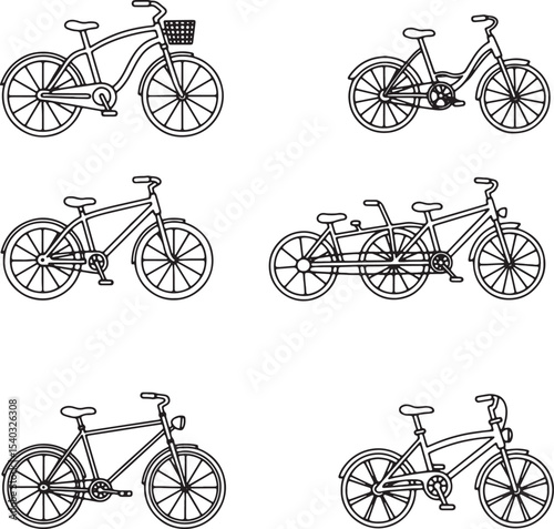 Collection of Classic Bicycle Illustrations Six Stylish Bike Designs
