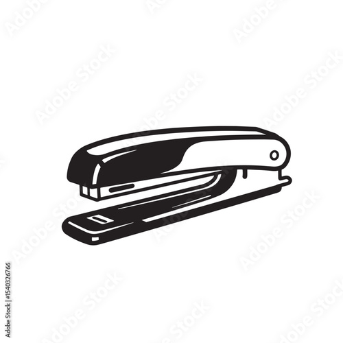 Sleek silhouette illustration of a stapler isolated on a white background suitable for office and stationery designs