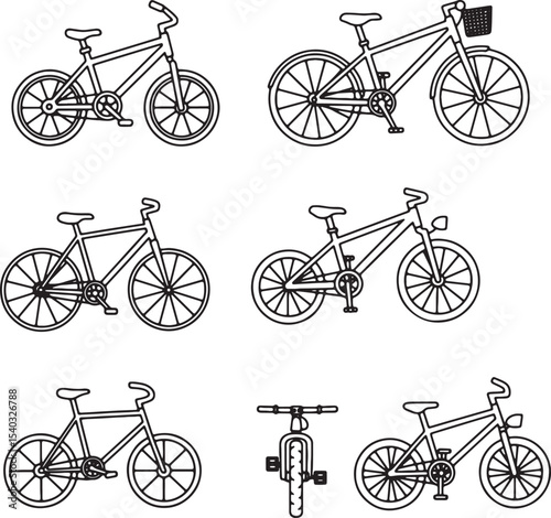 Collection of Bicycle Line Drawings Kids Bikes, Adult Bikes, and More
