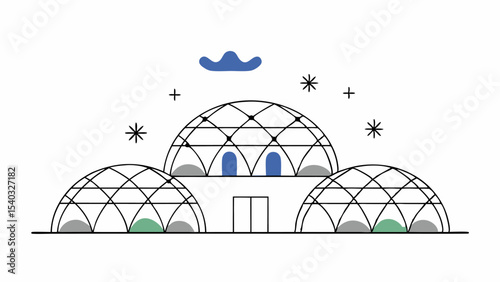 Geometric Dome Building Illustration