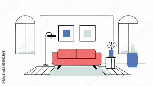 Modern Living Room Interior Design Illustration